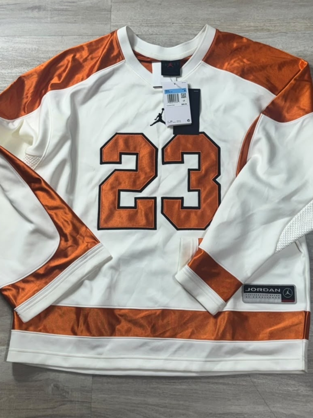 Jordan Men’s White & Metallic Orange 23 Athletic Pullover
